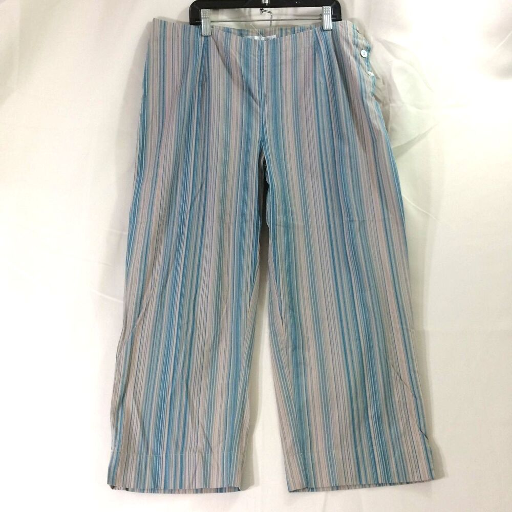Cut Loose Vintage Striped Pants Women’s Medium 80s 90s Cropped Side Button USA